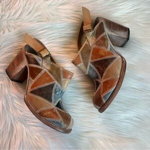 Freebird By Steven Patchwork Leather Mule Clogs Size 10